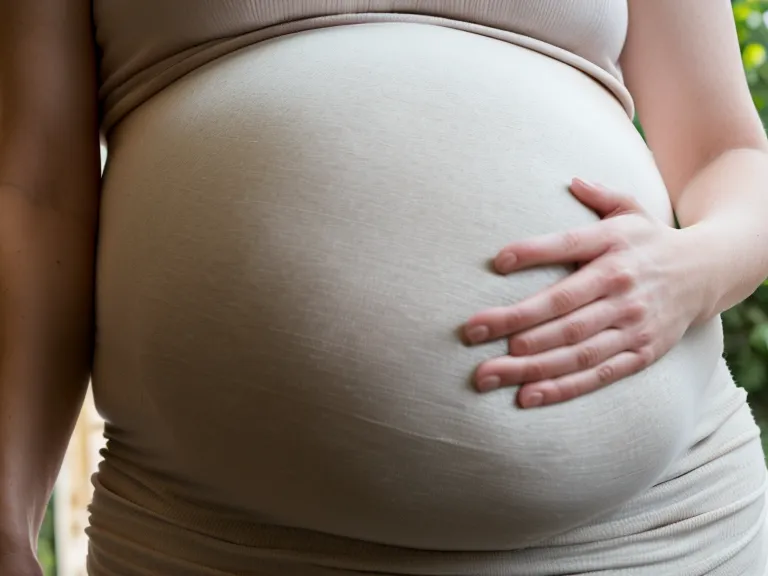 Manos de una pareja practicando masajes de preparación al parto sobre la barriga.